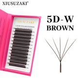 XIUSUZAKI Brown 5D W-Shaped Brown Eyelashes Extensions 5 Tip C/D Curl High Quality Idividual Lash